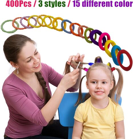 400Pcs Baby Toddler Hair Ties, Hair Ties For Girls Cute Colorful Elastic Hair Rubber Bands Hair Accessories (Color 03) in Kuwait