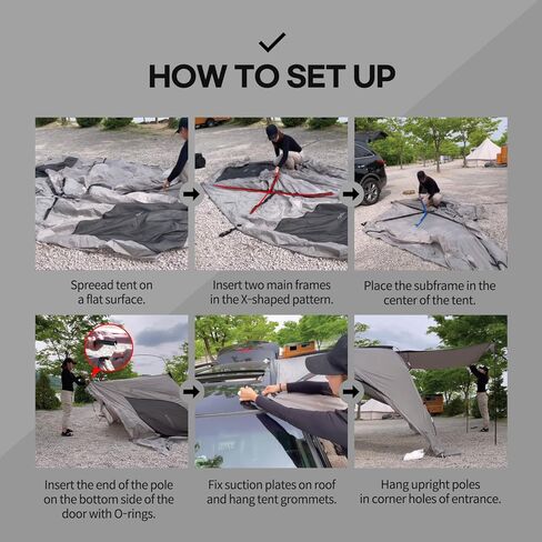 خيام IDOOGEN SUV للتخييم، خيمة باب خلفي مقاومة للماء مع مظلة للظل، خيام جانبية محمولة للسيارة مع 3 أبواب و2 نوافذ شبكية، خيمة هاتشباك لسيارات الدفع الرباعي MPV Van، كبيرة (75 بوصة) in Kuwait