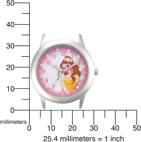 Disney Kids' W001039 Belle Glitz Stainless Steel Printed Strap Watch in Saudi Arabia
