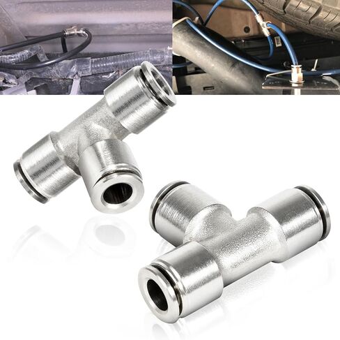 21838 Air Line Air Bag T-Fitting 1/4 ″ Tube Union Tee Push-to-Connect Fitting (PTC)، حزمة من 2 in Kuwait