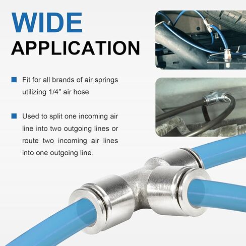 21838 Air Line Air Bag T-Fitting 1/4 ″ Tube Union Tee Push-to-Connect Fitting (PTC)، حزمة من 2 in Kuwait