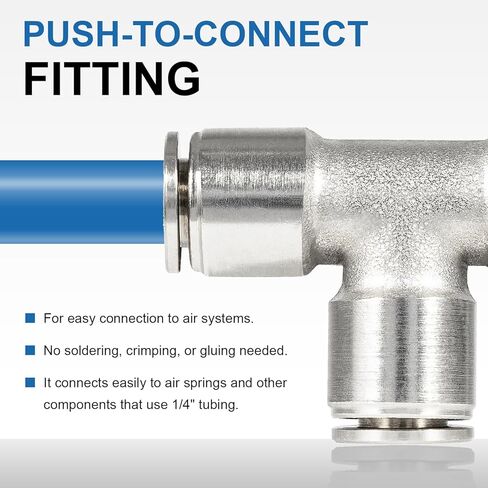 21838 Air Line Air Bag T-Fitting 1/4 ″ Tube Union Tee Push-to-Connect Fitting (PTC)، حزمة من 2 in Kuwait