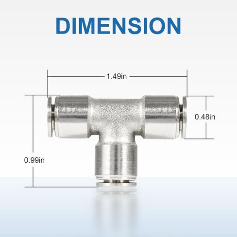 21838 Air Line Air Bag T-Fitting 1/4 ″ Tube Union Tee Push-to-Connect Fitting (PTC)، حزمة من 2 in Kuwait