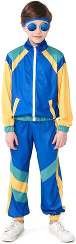 BAKUGOU 80s بدلة رياضية للأطفال ريترو 80s 90s بدلة سترة واقية للأولاد ColorBlock 80s بدلة هيب هوب شل بدلة رقص للأطفال in Kuwait