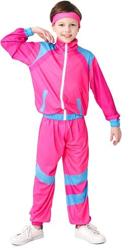 BAKUGOU 80s بدلة رياضية للأطفال ريترو 80s 90s بدلة سترة واقية للأولاد ColorBlock 80s بدلة هيب هوب شل بدلة رقص للأطفال in Kuwait