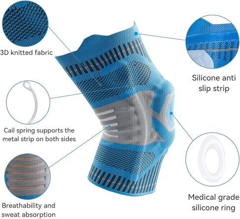 DiiKoo Knee Brace with Side Stabilizers, Knee Compression Sleeve for Knee Pain with Patella Gel Pads, Medical Grade Knee Pad Protector for Running in Saudi Arabia