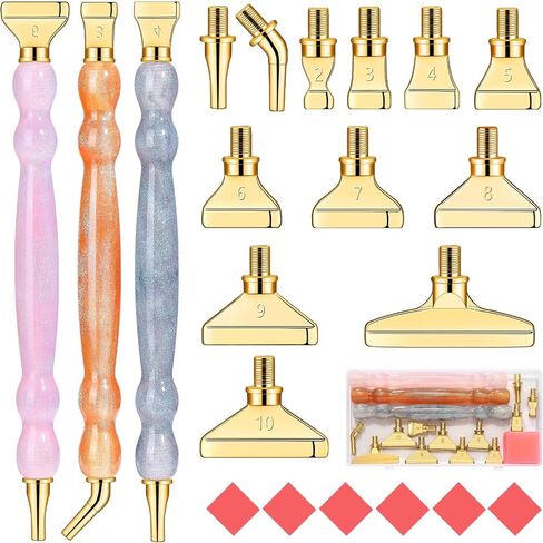 NIBESSER 21Pcs Diamond Art Painting Pen Kit 3pcs Diamond Art Pens 12 Pcs Metal Screw Thread Tips 5D Resin Painting Tools Accessories Multi Placer Tips for DIY Handmade(Rainbow) in Saudi Arabia