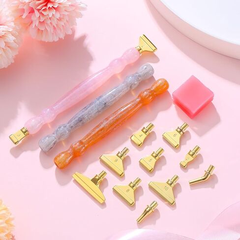 NIBESSER 21Pcs Diamond Art Painting Pen Kit 3pcs Diamond Art Pens 12 Pcs Metal Screw Thread Tips 5D Resin Painting Tools Accessories Multi Placer Tips for DIY Handmade(Rainbow) in Saudi Arabia