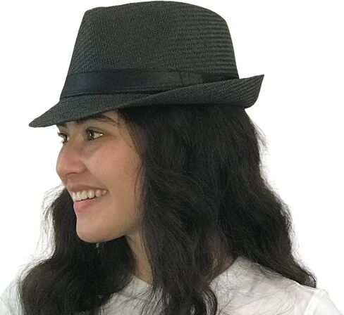 SILVERFEVER Fedora Hats Mens Women Sun Beach Derby Panama Summer Hats Gangster Cuban Jazz in Saudi Arabia