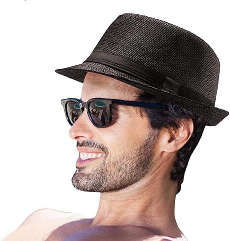 SILVERFEVER Fedora Hats Mens Women Sun Beach Derby Panama Summer Hats Gangster Cuban Jazz in Saudi Arabia