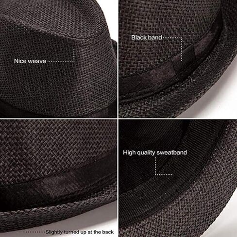 SILVERFEVER Fedora Hats Mens Women Sun Beach Derby Panama Summer Hats Gangster Cuban Jazz in Saudi Arabia