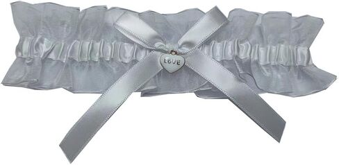 Yunyuebridal العروس الزفاف الأربطة الحب القلب حجر الراين تول مع القوس الزفاف حفلة موسيقية حفل زفاف الساق الأربطة (1 قطعة) in Saudi Arabia