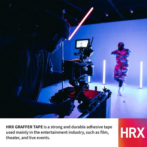 HRX Gaffer Tape - 1.5 Inch x 50 Yards - Waterproof, Residue-Free, Strong Adhesive, Easy Tear - Professional-Grade Multipurpose Tape for Events, Stage, DIY Projects, Cable Management - Black - 1 Roll in Saudi Arabia