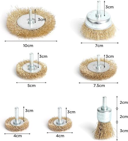 7 قطع من فرشاة أسلاك الفولاذ الكربوني، مجموعة فرش سلك الحفر، فرشاة كأس سلكية 1/4 بوصة، فرشاة سلك حفر من الفولاذ الكربوني الخشن لإزالة الصدأ وسطح الفرك والتآكل والطلاء in Kuwait
