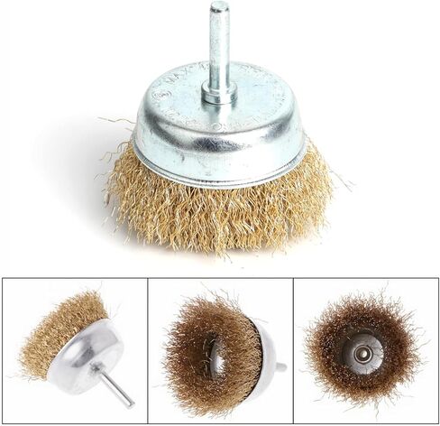 7 قطع من فرشاة أسلاك الفولاذ الكربوني، مجموعة فرش سلك الحفر، فرشاة كأس سلكية 1/4 بوصة، فرشاة سلك حفر من الفولاذ الكربوني الخشن لإزالة الصدأ وسطح الفرك والتآكل والطلاء in Kuwait