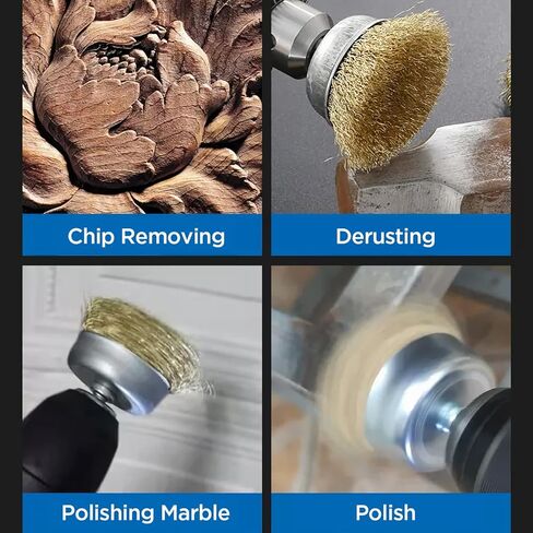 7 قطع من فرشاة أسلاك الفولاذ الكربوني، مجموعة فرش سلك الحفر، فرشاة كأس سلكية 1/4 بوصة، فرشاة سلك حفر من الفولاذ الكربوني الخشن لإزالة الصدأ وسطح الفرك والتآكل والطلاء in Kuwait