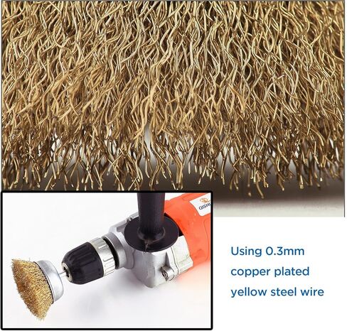7 قطع من فرشاة أسلاك الفولاذ الكربوني، مجموعة فرش سلك الحفر، فرشاة كأس سلكية 1/4 بوصة، فرشاة سلك حفر من الفولاذ الكربوني الخشن لإزالة الصدأ وسطح الفرك والتآكل والطلاء in Kuwait