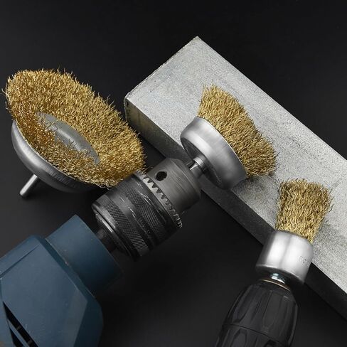 7 قطع من فرشاة أسلاك الفولاذ الكربوني، مجموعة فرش سلك الحفر، فرشاة كأس سلكية 1/4 بوصة، فرشاة سلك حفر من الفولاذ الكربوني الخشن لإزالة الصدأ وسطح الفرك والتآكل والطلاء in Kuwait