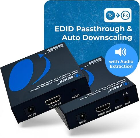 OREI 4K @ 120hz HDMI Over Ethernet Extender Balun - UltraHD 4:4:4 عبر كابل CAT6/7 فردي مع HDR وتحكم IR، RS-232 - ما يصل إلى 100 قدم مع مخرج صوت CAT6/7 L/R (UHD-EX120HZ) -ك) in Saudi Arabia