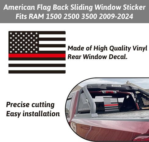 Zhizhong Rear Middle Window Decal Compatible with RAM 1500 2500 3500 2009-2023 2024, American Flag Back Sliding Window Sticker in Saudi Arabia