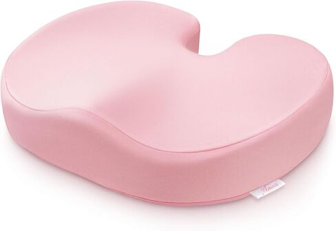 AMOOS Stylish Pink Seat Cushion, Ergonomic Wider Office Chair Cushion Enhances Posture with Lasting Support for Sciatica & Hip Pain Relief, Memory Foam Cushion for Office & Home Chair, Car Seat in Saudi Arabia