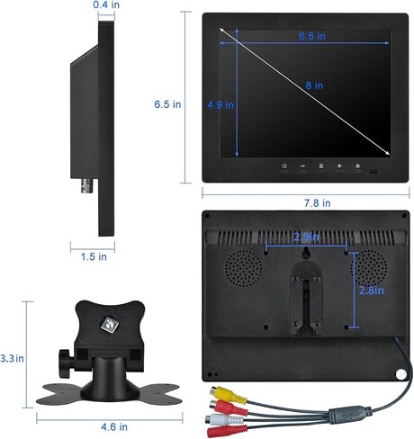 7 inch LCD Security Monitor & Displays,BNC/AV Input,Built-in Dual Speakers Portable Monitor,1024 * 600 Resolution,Suitable for CCTV DVD CCD TV in Saudi Arabia