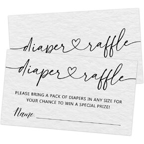 50 Pack White Diaper Raffle Cards Set, Baby Shower Party Invitations Supplies, Perfect for Gender Reveal & New Mom Gift, 3.5 x 2 Inches, Minimalist-A005 in Kuwait