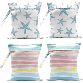 4 عبوات من الحقائب المبللة لملابس السباحة، حقيبة مستلزمات السفر على الشاطئ الجافة والرطبة، للملابس المتسخة وأدوات الزينة الواقية من الشمس وحفاضات صالة الألعاب الرياضية واليوجا وهدايا الصيف والعطلات على الشاطئ. نجم البحر، السلاحف البحرية، قناديل البحر in Kuwait