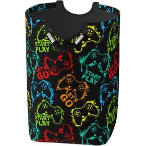 سلة تخزين سلة الغسيل بعصا التحكم في الألعاب، صندوق تنظيم الملابس للمنزل والحمام وغرفة النوم والحضانة، 52 لتر in Kuwait