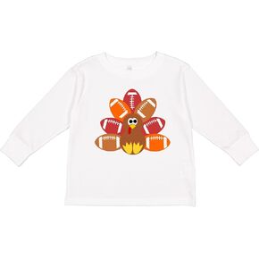 inktastic Thanksgiving Cute Football Turkey Toddler Long Sleeve T-Shirt in Kuwait