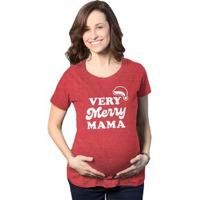 Maternity Very Merry Mama T Shirt Cute Christmas Santa Hat Pregnancy Announcement Tee in Saudi Arabia