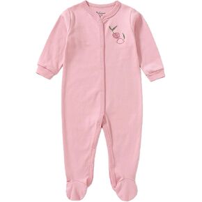Baby Girl Footies Romper - 100% Cotton, Soft Casual Outfit with Cute Designs for Newborn to 24 Months Infant Girls in Kuwait