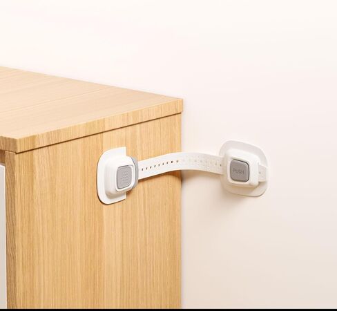 No Drill Furniture Anchor, Anti-tip and Adjustable Strap for Baby Proofing, 3M Adhesive Multi-Purpose for Furniture, Secure to Playroom (4 Pack) in Kuwait