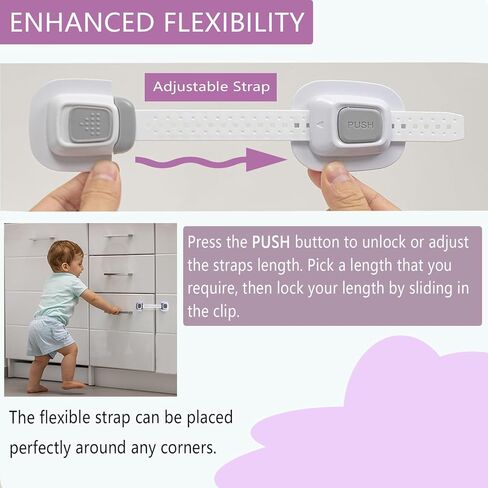 No Drill Furniture Anchor, Anti-tip and Adjustable Strap for Baby Proofing, 3M Adhesive Multi-Purpose for Furniture, Secure to Playroom (4 Pack) in Kuwait