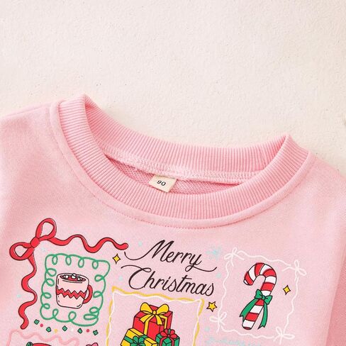 Ritatte Christmas Sweatshirts for Toddler Baby Girl Merry Christmas Crewneck Xmas Stamps Doodle Shirt Holiday Pullover Top in Kuwait