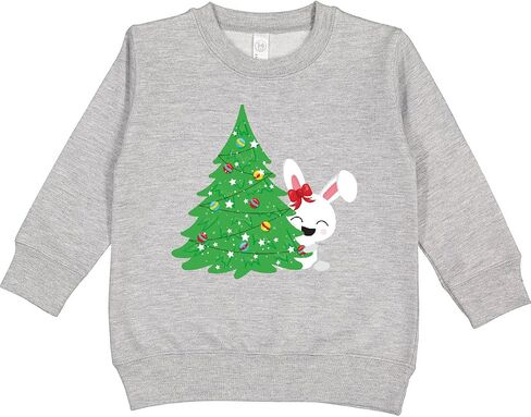 inktastic Christmas Bunny, White Bunny, Christmas Tree, Xmas Toddler Sweatshirt in Saudi Arabia