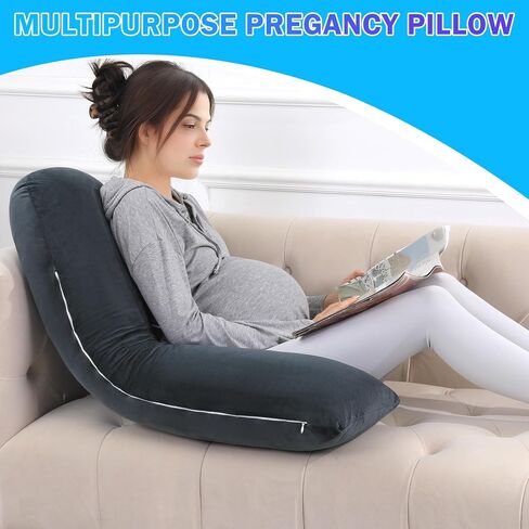 HOMBYS Shredded Memory Foam J Shaped Pregnancy Pillow, Maternity Pillow for Sleeping with Adjuable Wedge Cushion, Extra Soft Body Support for Pregnant Women (Black) in Saudi Arabia