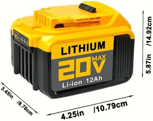DCB Series 20V MAX Lithium-Ion Battery, 12Ah High Capacity, Multiple Protection System, 12000mAh Power Tool Battery Pack (8PACK 12AH) in Saudi Arabia