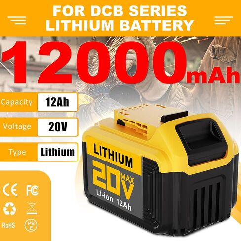 DCB Series 20V MAX Lithium-Ion Battery, 12Ah High Capacity, Multiple Protection System, 12000mAh Power Tool Battery Pack (8PACK 12AH) in Saudi Arabia