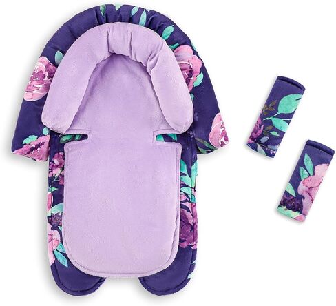 Baby Car Seat Head Support with Extra Headrest, 2-in-1 Babybody Supports with Shoulder Pads Set for Newborn, Adjustable Infant Car Seat Insert Compatible with Stroller, Baby Swing (Blue Dinosaur) in Saudi Arabia