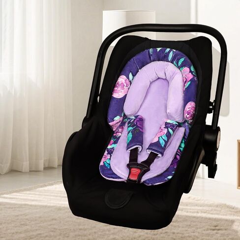 Baby Car Seat Head Support with Extra Headrest, 2-in-1 Babybody Supports with Shoulder Pads Set for Newborn, Adjustable Infant Car Seat Insert Compatible with Stroller, Baby Swing (Blue Dinosaur) in Saudi Arabia
