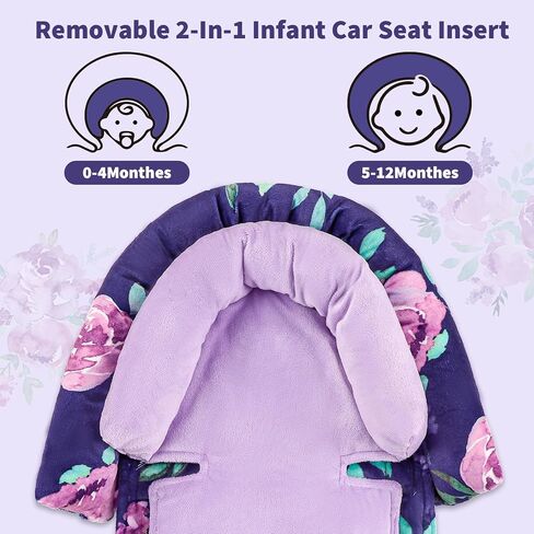 Baby Car Seat Head Support with Extra Headrest, 2-in-1 Babybody Supports with Shoulder Pads Set for Newborn, Adjustable Infant Car Seat Insert Compatible with Stroller, Baby Swing (Blue Dinosaur) in Saudi Arabia