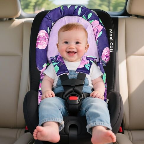 Baby Car Seat Head Support with Extra Headrest, 2-in-1 Babybody Supports with Shoulder Pads Set for Newborn, Adjustable Infant Car Seat Insert Compatible with Stroller, Baby Swing (Blue Dinosaur) in Saudi Arabia