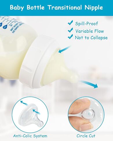 Silicone Nipple for Dr. Brown's Natural Flow Level 2 Wide-Neck Baby Bottle, 3m+, Medium Flow, 6 Count in Saudi Arabia