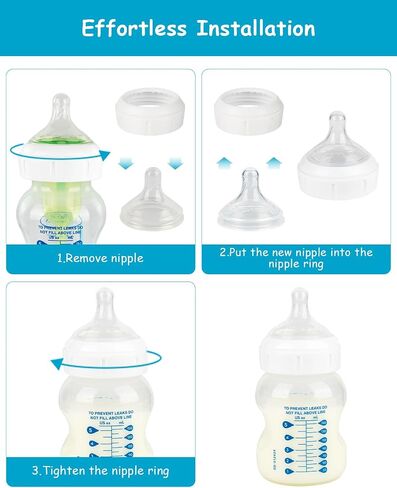 Silicone Nipple for Dr. Brown's Natural Flow Level 2 Wide-Neck Baby Bottle, 3m+, Medium Flow, 6 Count in Saudi Arabia
