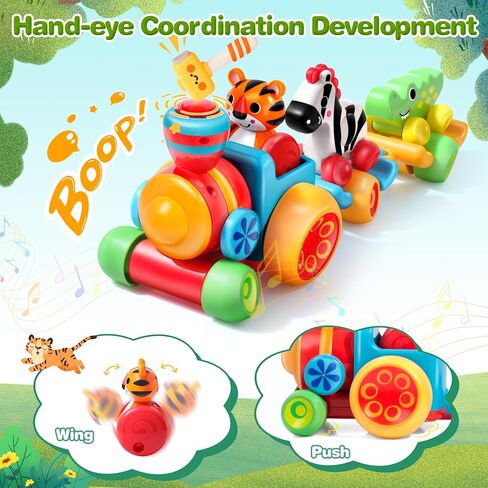 Toddler Toys for 1 Year Old Boy Gifts: Learning Animal Train Set for 1 2 3 Old Boy and Girl, Forest-Themed Push Car Baby Toy for 12-18 Months, 1st First Birthday Gifts for Toddlers 1-2 in Saudi Arabia