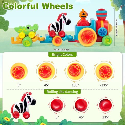 Toddler Toys for 1 Year Old Boy Gifts: Learning Animal Train Set for 1 2 3 Old Boy and Girl, Forest-Themed Push Car Baby Toy for 12-18 Months, 1st First Birthday Gifts for Toddlers 1-2 in Saudi Arabia