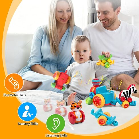 Toddler Toys for 1 Year Old Boy Gifts: Learning Animal Train Set for 1 2 3 Old Boy and Girl, Forest-Themed Push Car Baby Toy for 12-18 Months, 1st First Birthday Gifts for Toddlers 1-2 in Saudi Arabia