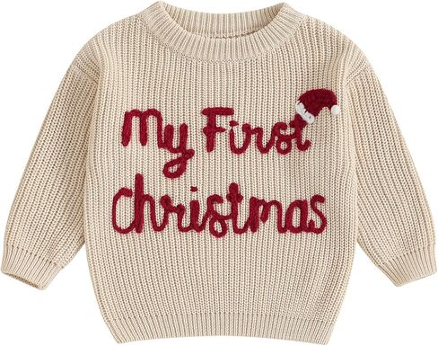 My First Christmas Baby Boy Girl Outfit Toddler Funny Letter Sweater Red Green White Xmas Clothes in Kuwait