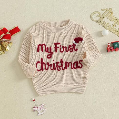 My First Christmas Baby Boy Girl Outfit Toddler Funny Letter Sweater Red Green White Xmas Clothes in Kuwait